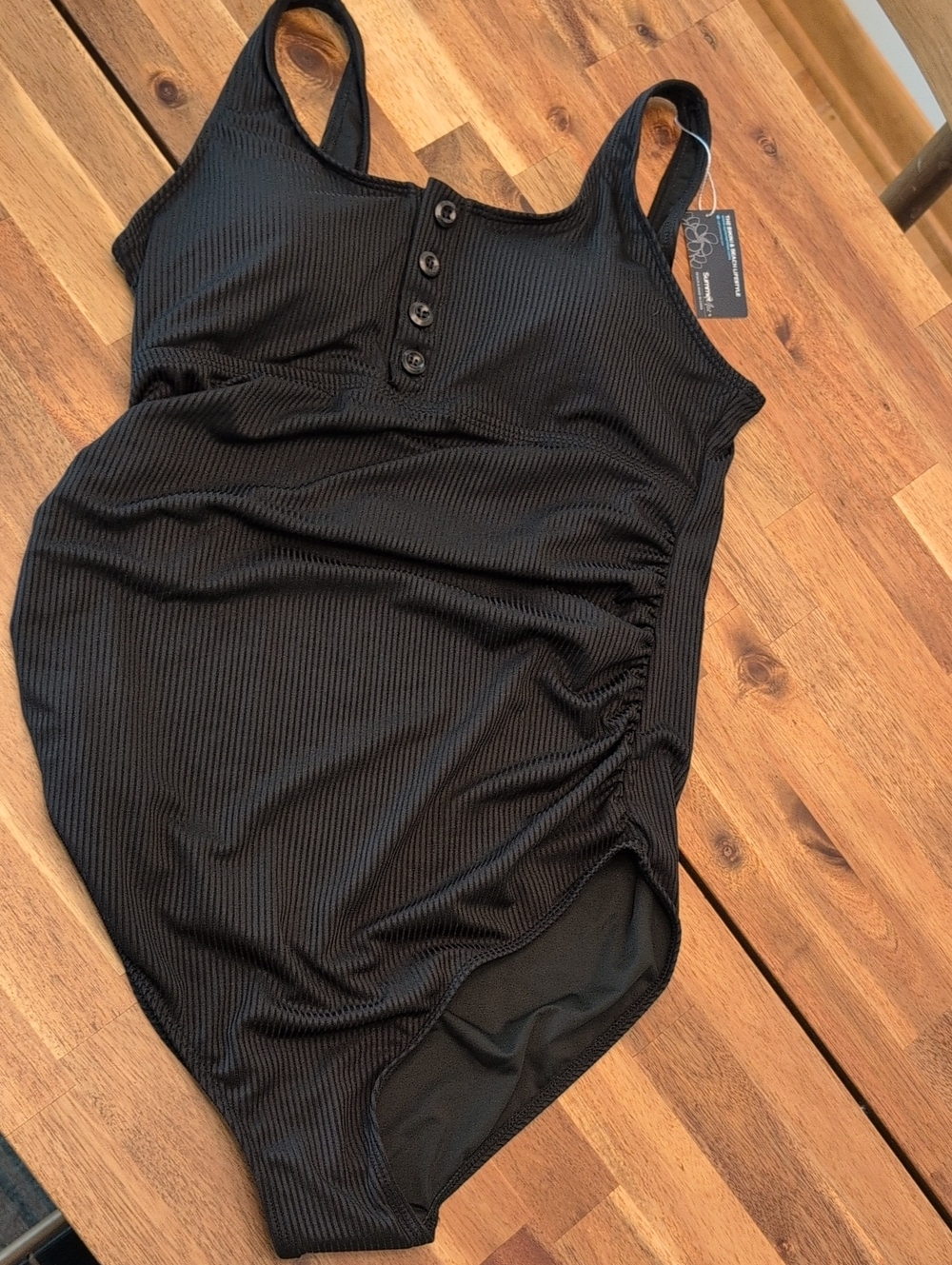 Maternity Black Ribbed Tank Top with Button Front - Summer Mae